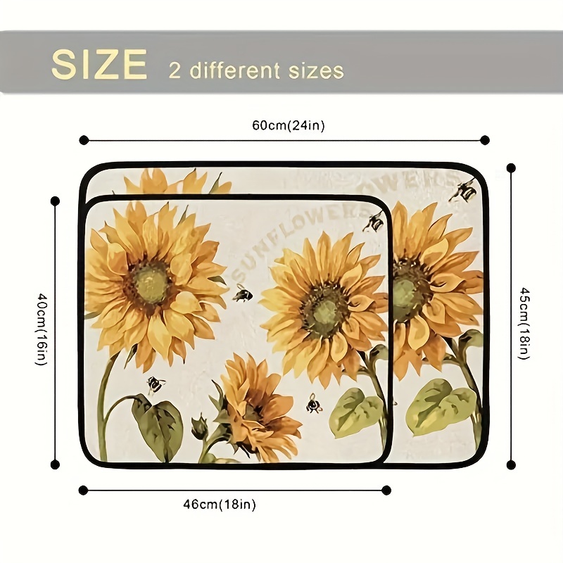 Sunflower Pattern Dish Drying Mat For Countertop - Temu