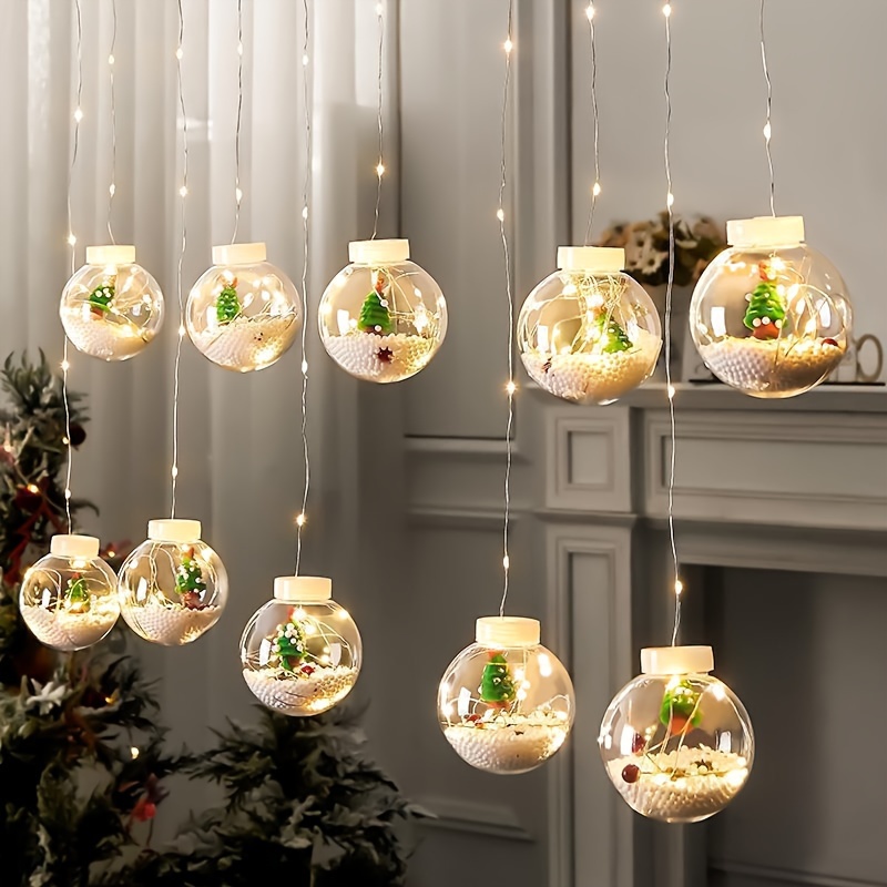 Rideaux lumineux LED boule de noël 3m, 10 lampes boule de vœux, guirlande  lumineuse USB, décoration de noël avec télécommande