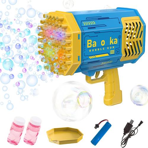 Bubble Gun With 69 Holes And Light, Bubble Gun Party Favor Electric Automatic Bubble Machine For Summer Indoor Outdoor Activities , Adult Bubble Gun Toys For Kids