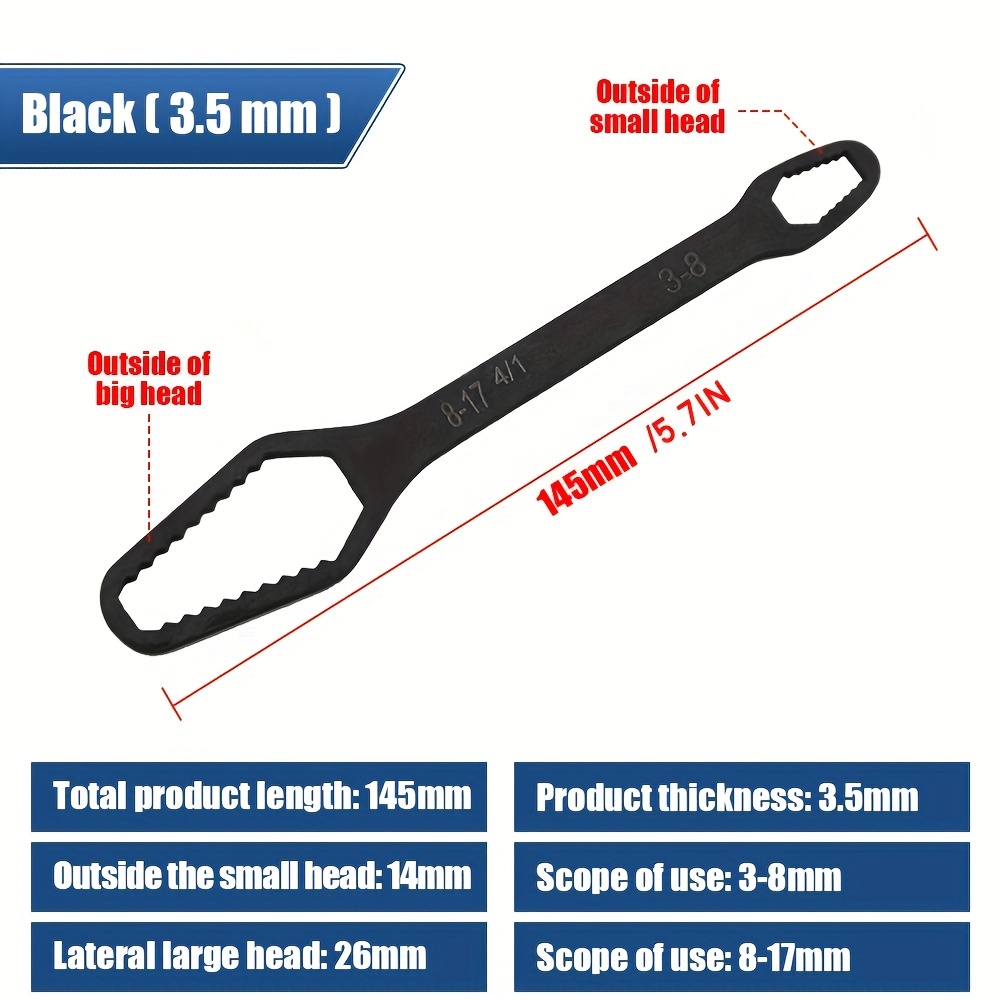 Double End Multifunctional Universal Wrench 8-22m Adjustable Torque Wrench  All In One Tool Nut Spanner Car Repair Tools