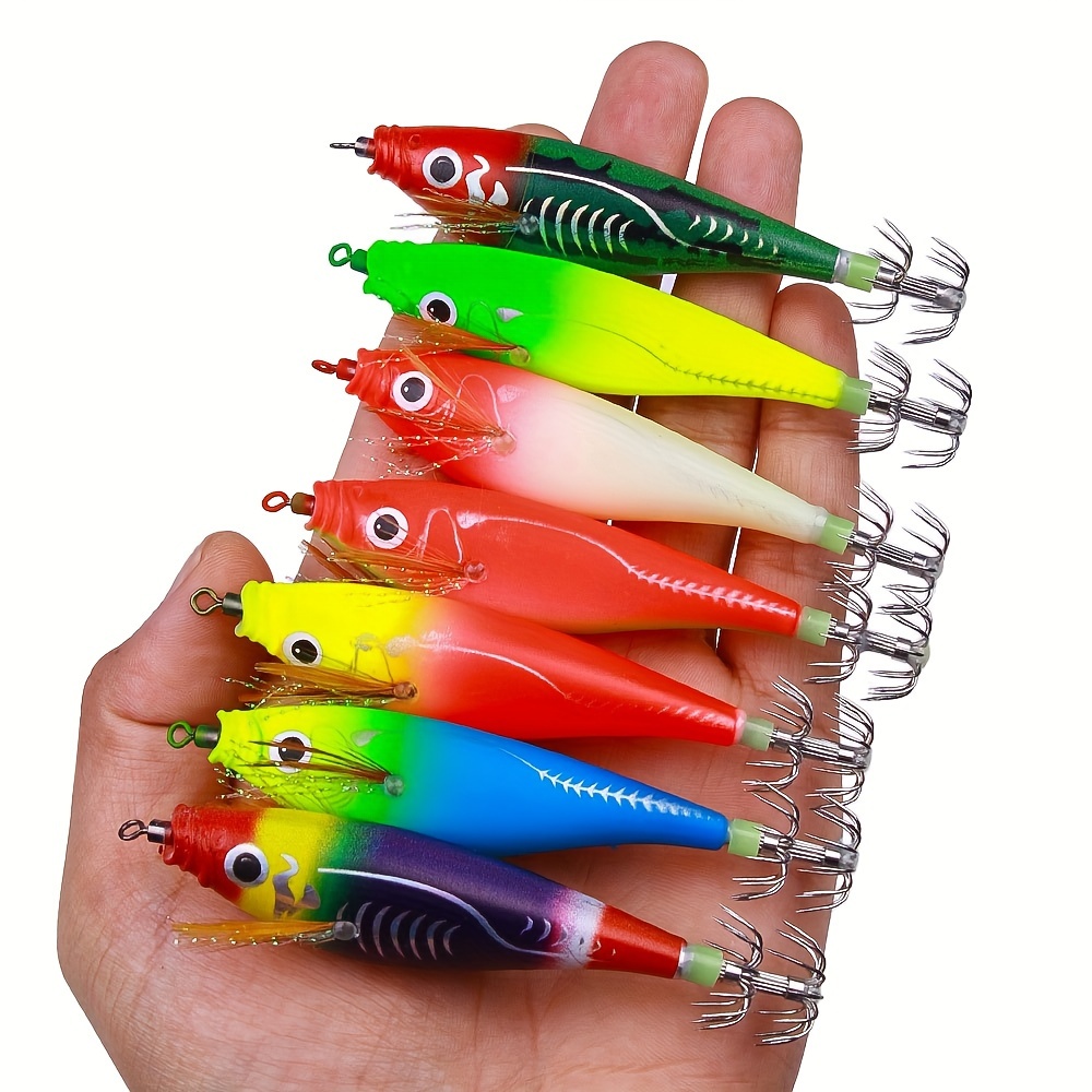 7pcs 5.5cm 2.4g Luminous Shrimp Fishing Bait Plastic Fluorescent