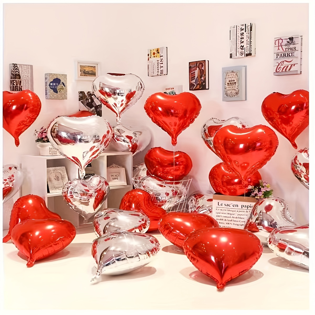 Globos del día de San Valentín, 101 globos de corazón para decoraciones del  día de San Valentín, decoraciones de San Valentín, globos de corazón, globos  de papel de aluminio para fiesta de