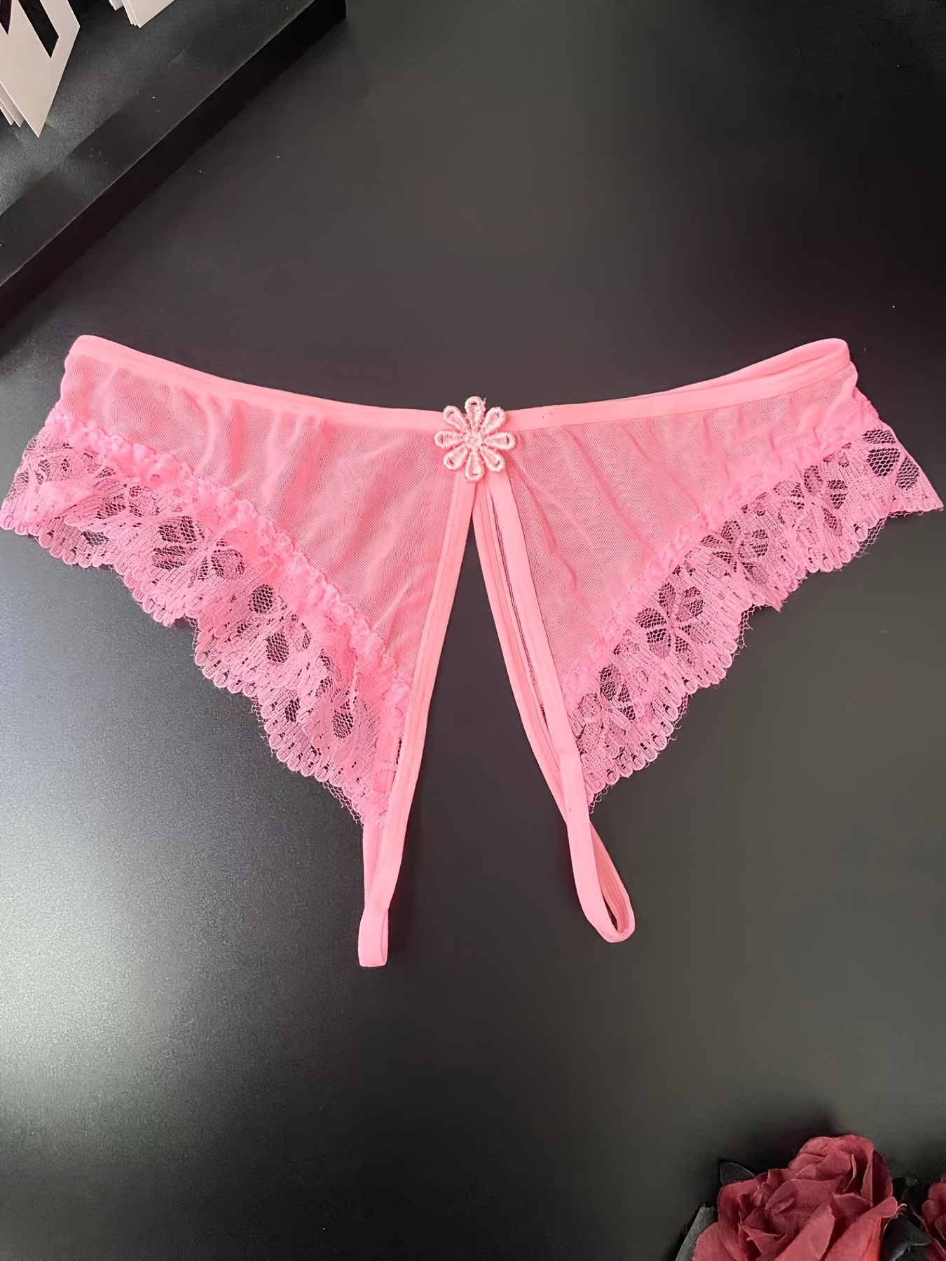 Women's See Through Hollow Lace Panties Briefs Open Crotch Knickers  Underwear