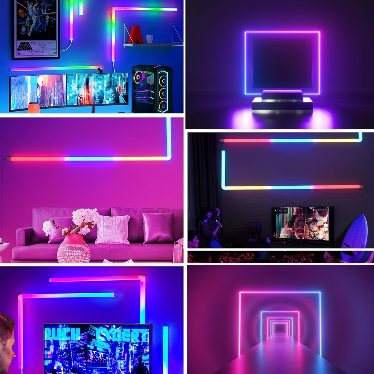 Rgbic Wall Lights Music Synchronized Home Decor Led Strip Temu