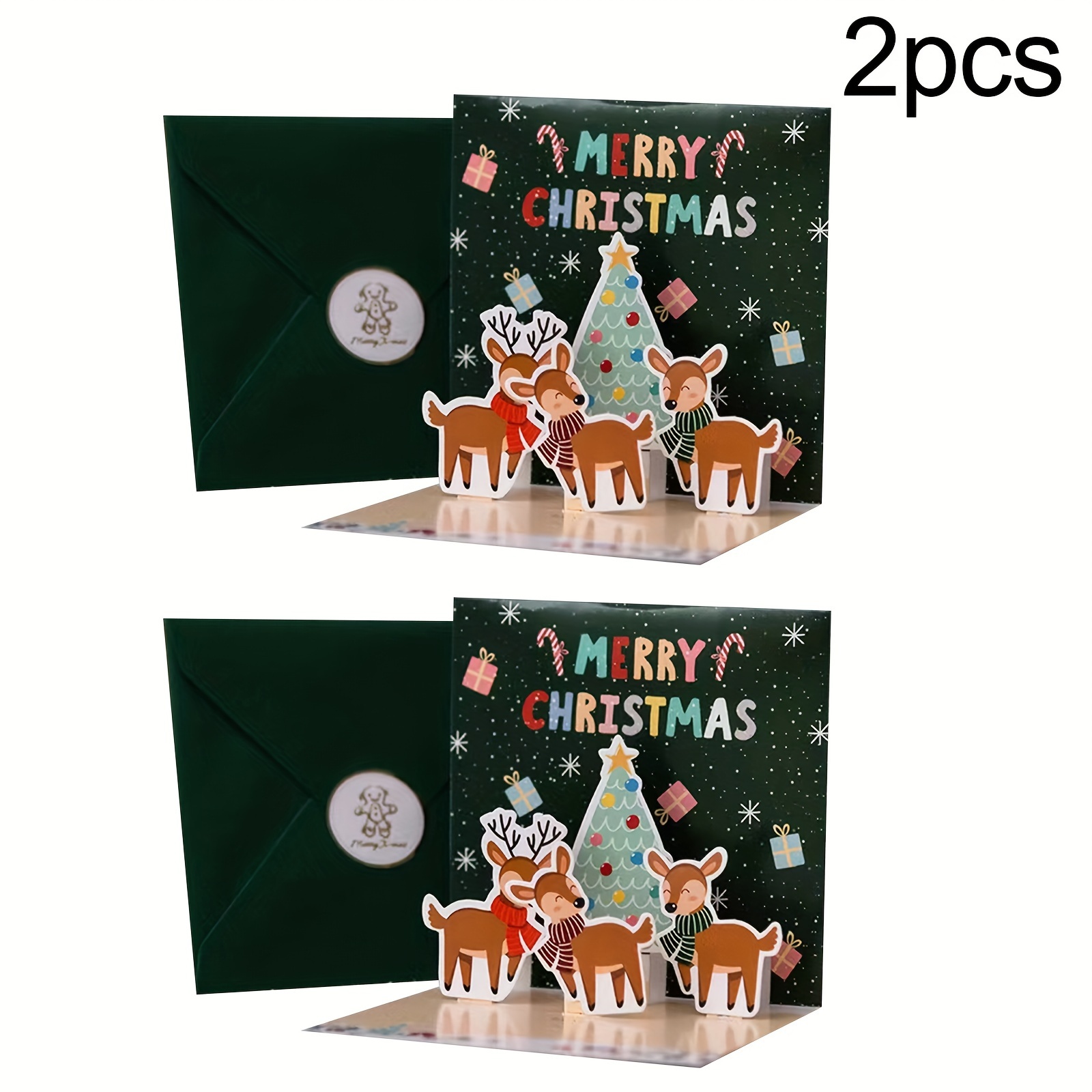 2pcs Christmas Gift Cards Small Pop Up Christmas Gift Card With 2pcs-christmas-gift-cards-small-pop-up-christmas-gift-card-with