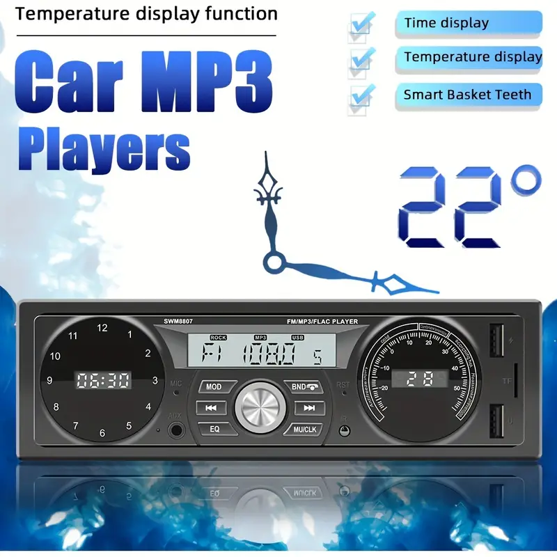 Autoradio, Single-Din, eingebautes BT mit Fernbedienung, MP3-Player mit  ISO-Schnittstelle, FM87,5–108 MHz, Freisprechfunktion, Temperatur,  Uhranzeige, TF/AUX/USB - Temu Germany