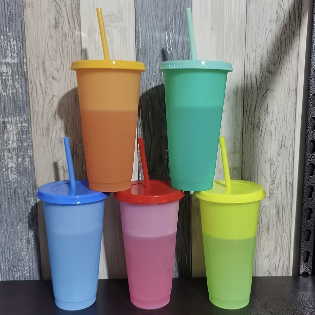 Color Changing Tumblers With Lids And Straws Plastic - Temu