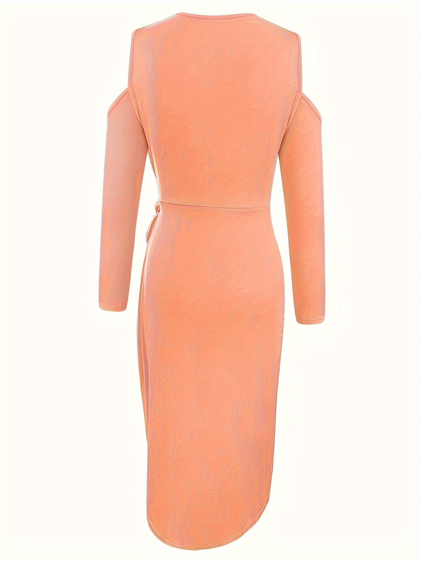 Solid Color V-Neck Long Sleeve Irregular Bodycon Dresses
