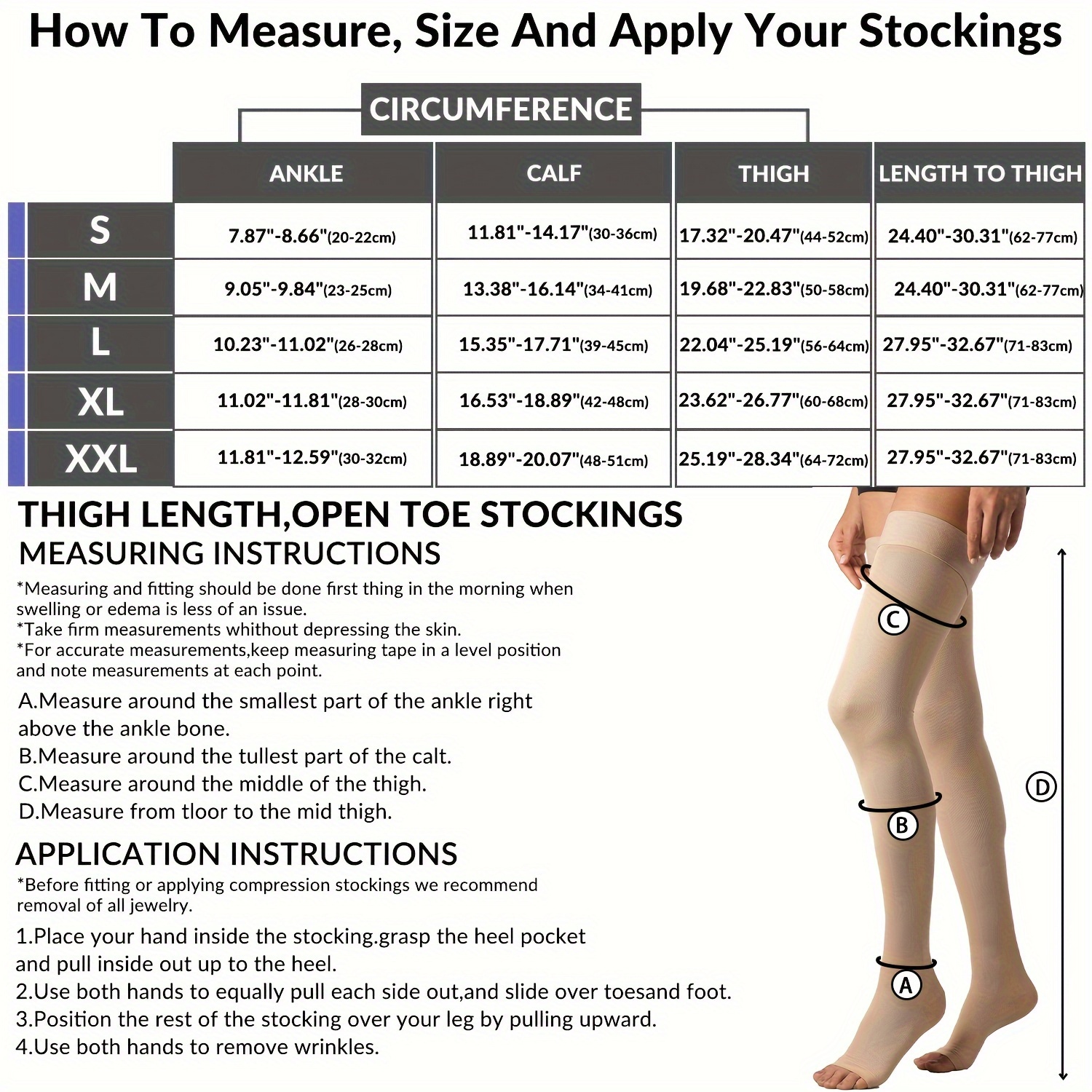 Thigh High Compression Stockings 20-30mmHg Toeless Unisex Leg Support Hose