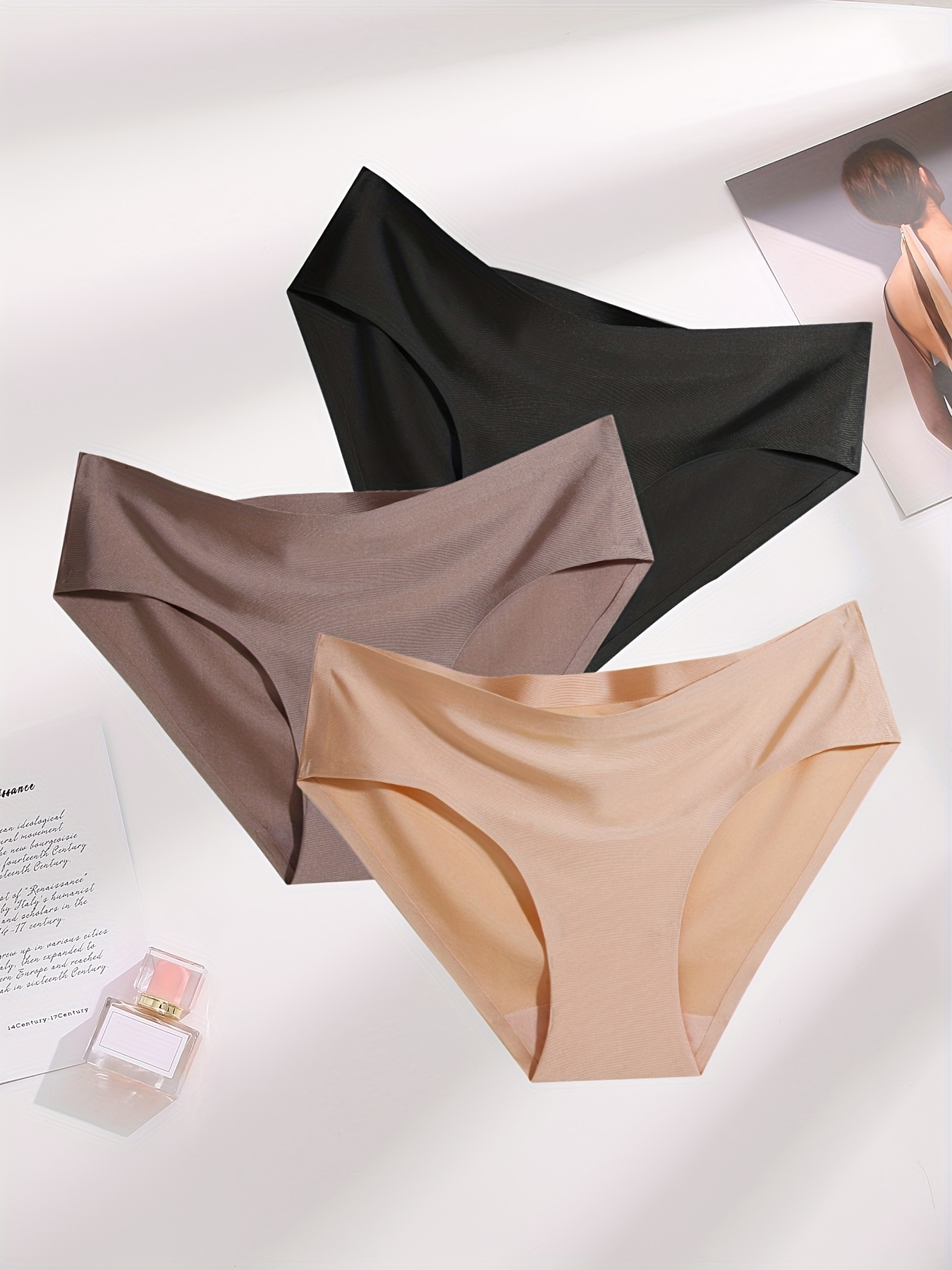 Seamless Solid Bikini Panties Comfy Skin friendly Intimates - Temu Japan