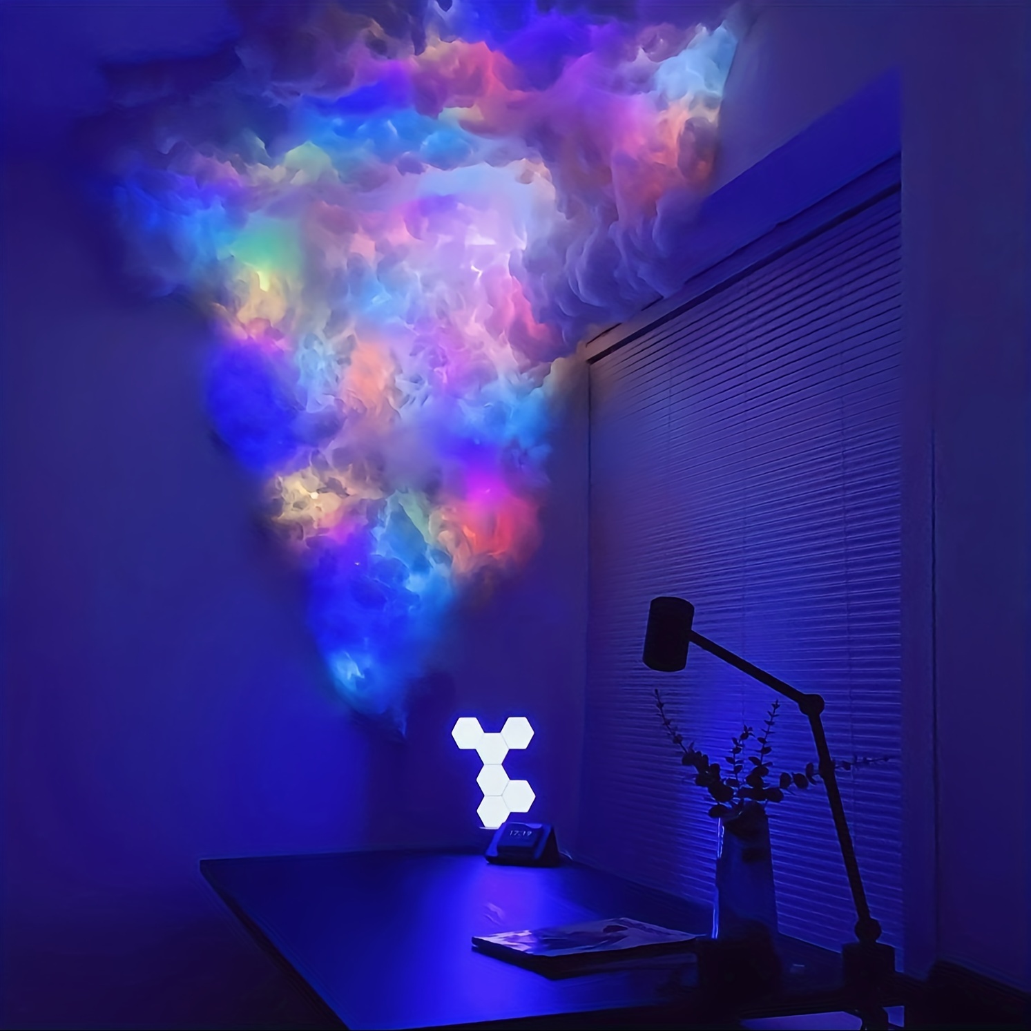 1pc New Cloud Light, 3D Thunder Cloud LED Light, Lightning Cloud Light,  Colorful Atmosphere Night Light, DIY Creative Cloud Light For Game Room