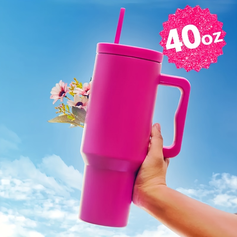 Tumbler With Handle Lid And Straw Large Capacity Stainless - Temu