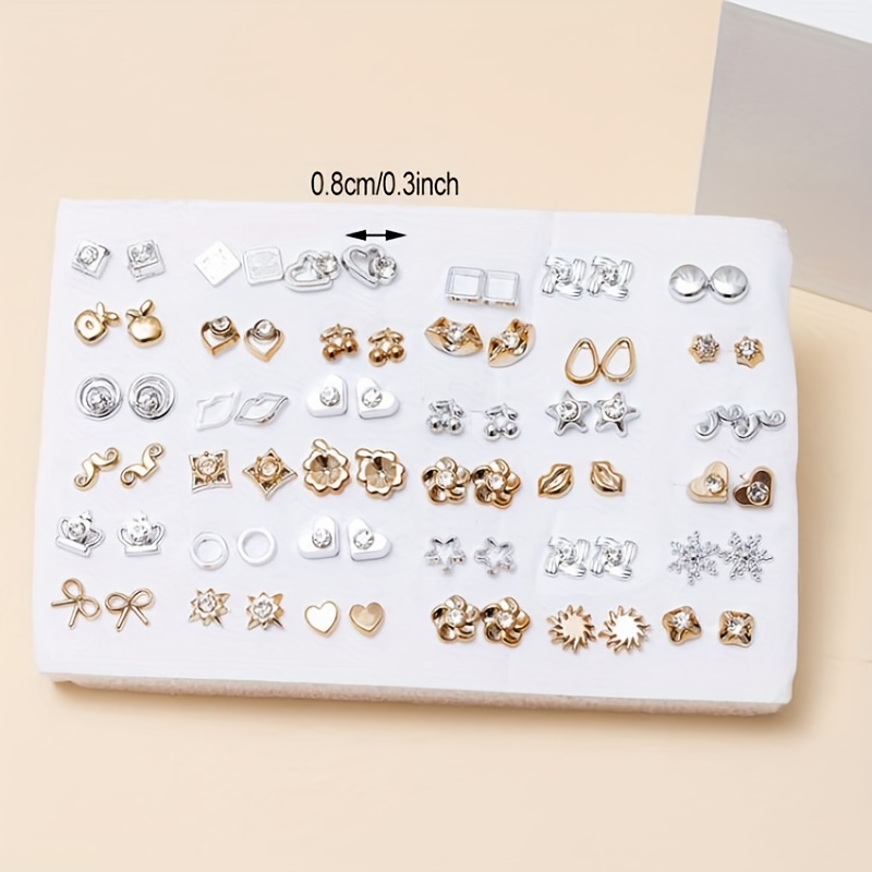 36pairs Men's Random Mixed Silver Colors Stud Earrings Set
