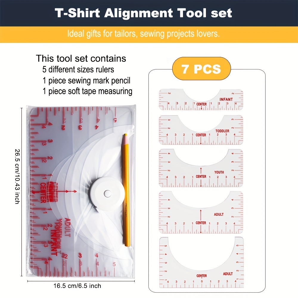 10 Pcs Tshirt Ruler Guide for Vinyl Alignment - T Shirt Rulers to Center  Designs | HTV Guide Tool for Applying and Sublimation Heat Press Guide
