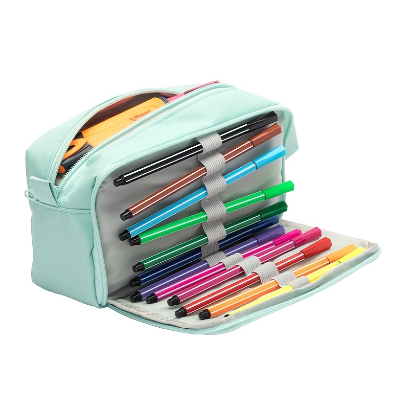 Sooez High Capacity Pencil Pen Case, Durable Pencil Bag Pouch Box Organizer  Cases, Portable Journaling Supplies with Easy Grip Handle & Loop, Asthetic  Supply for Girls Adults, Mint Green