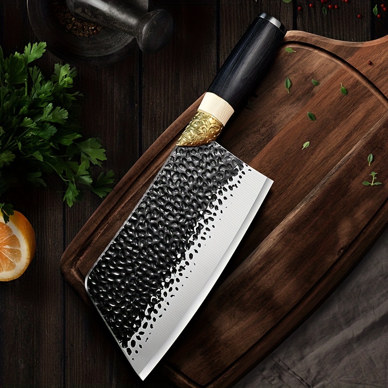 Hacha Cocina Acero Mango Madera Cuchillo Profesional Recta