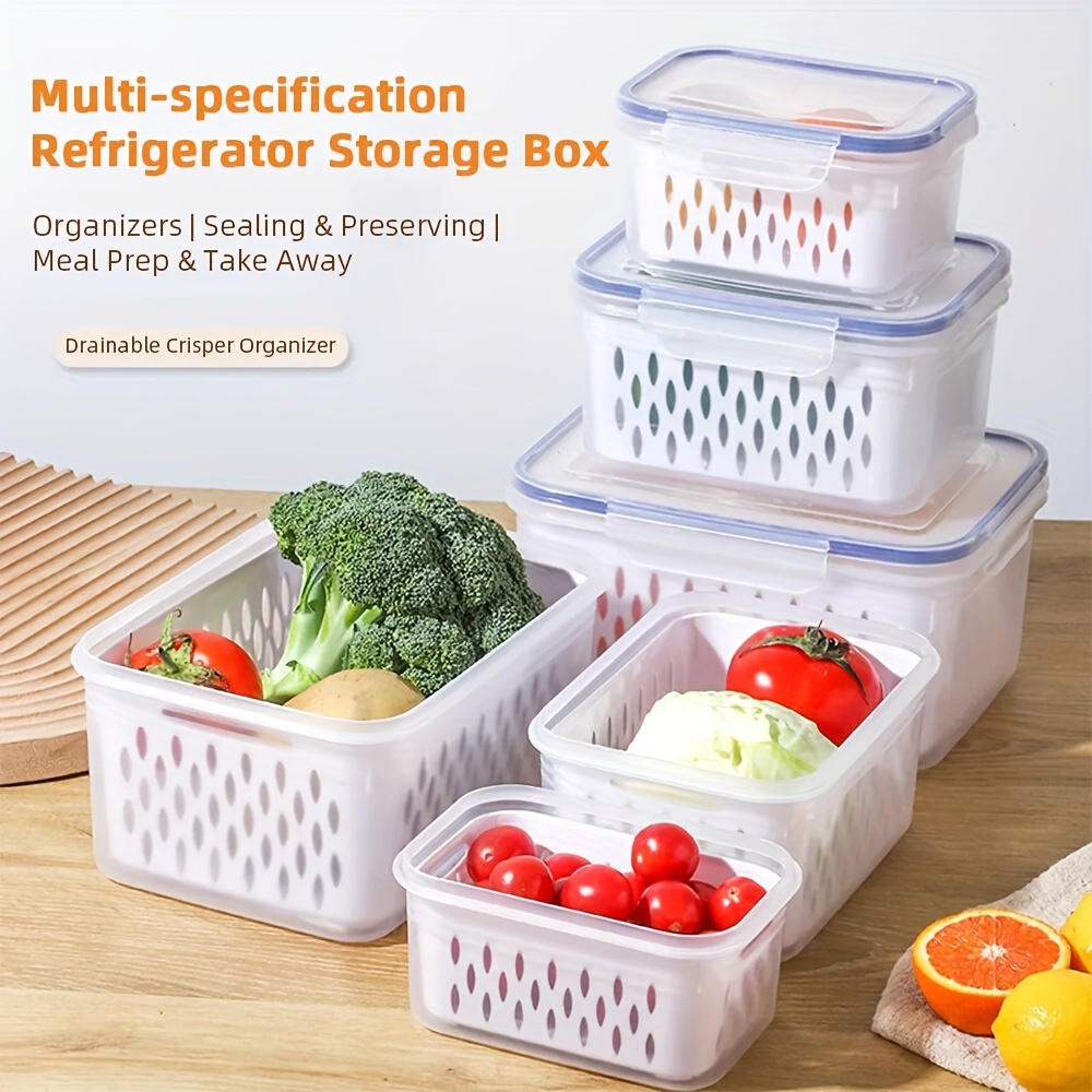 Fruit Storage Containers For Fridge With Removable Colanders - Temu