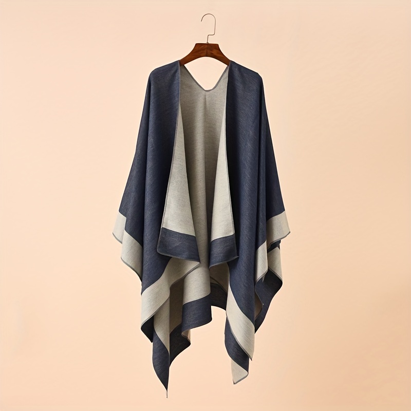 Cashmere Shawl Solid Warm Blanket Open Front Poncho Cape Casual Outdoor Shawl