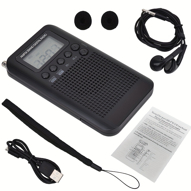 Radio portable Mini radio de poche avec haut-parleur FM / AM numérique  stéréo DSP récepteur avec réveil et