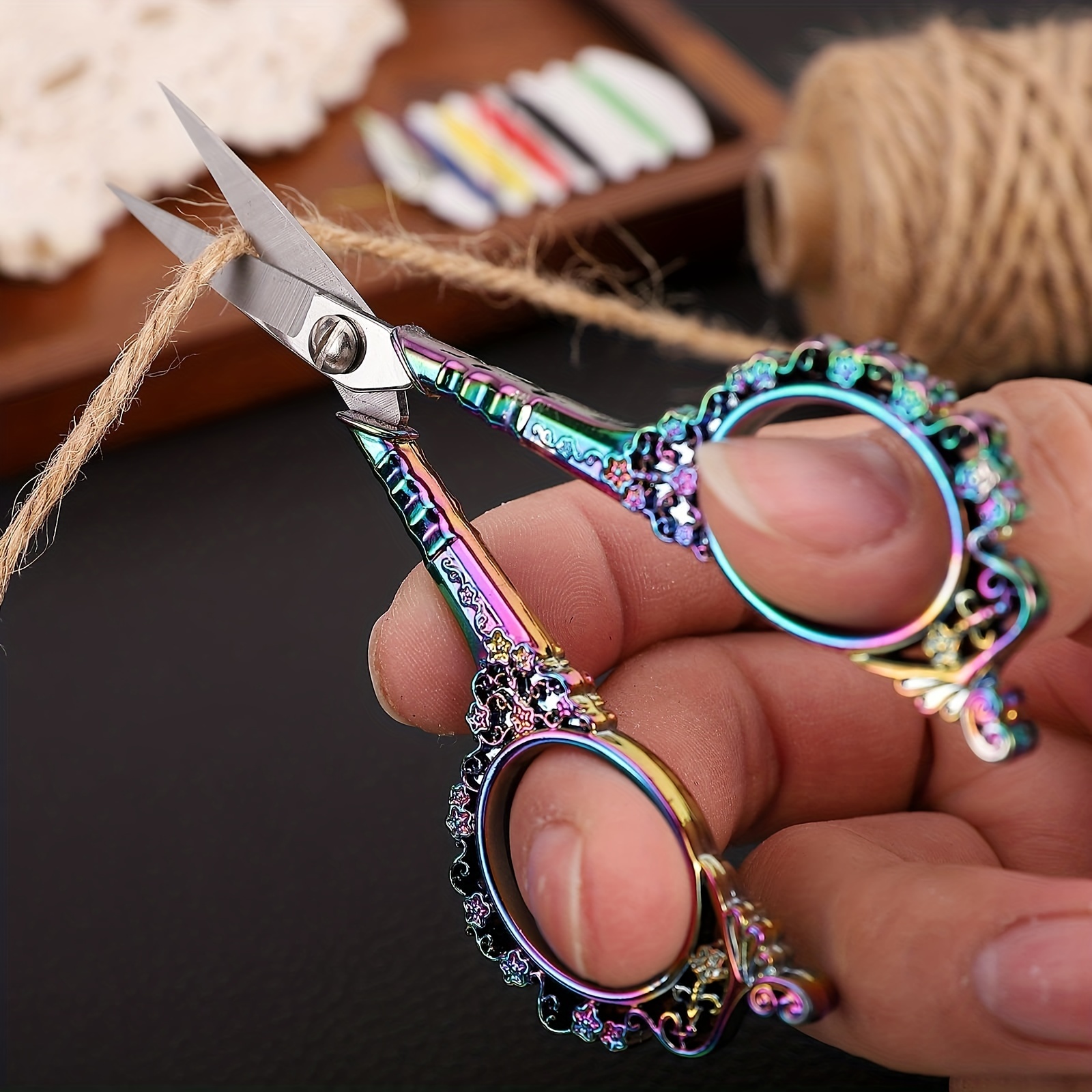 Scissors Set With Leather Sheaths For Sewing Crafting, Art Work, Threading,  Needlework Diy Tools Dressmaker Small Shears Cross Stitch Knitting Scissor  - Temu