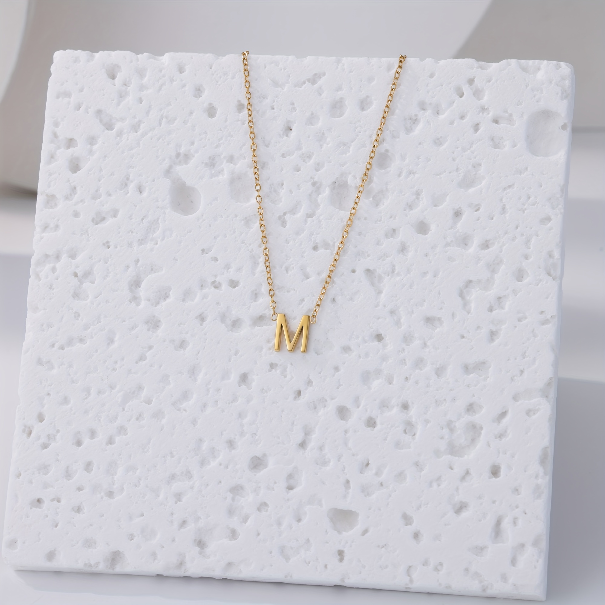 personality creative simple plated stainless steel 26 letter necklace 0