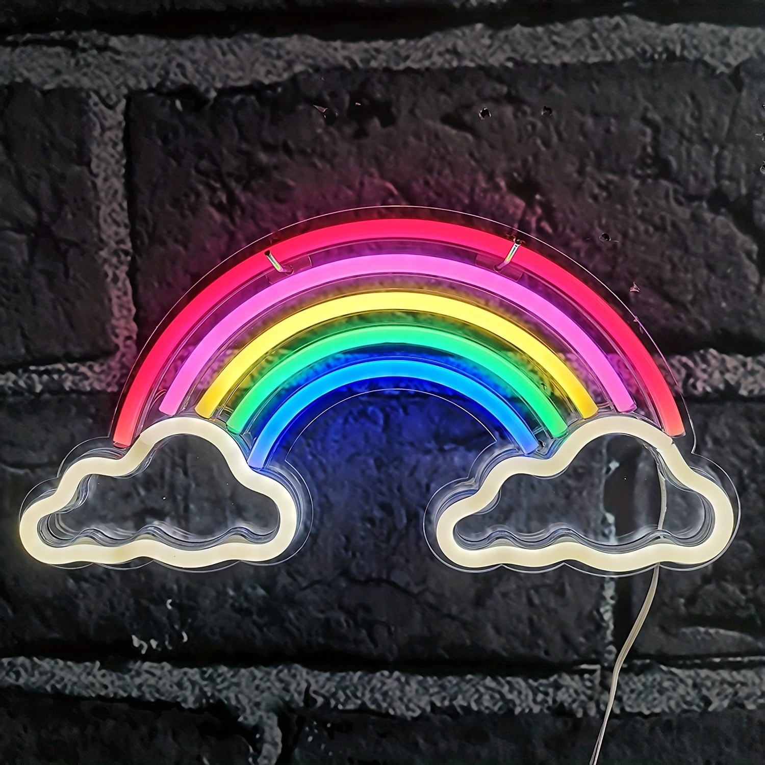 1pc Insegna al neon arcobaleno, lampada da parete, luce arcobaleno a LED,  illuminazione a sospensione per