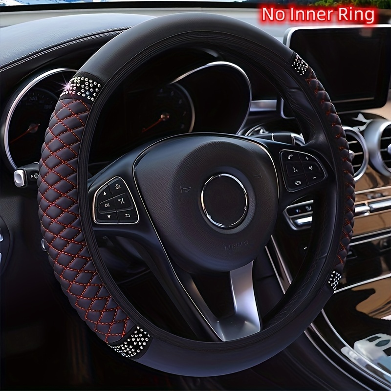 

Bling Soft Leather Car Steering Wheel Cover Non-slip Heat And Cold Protector