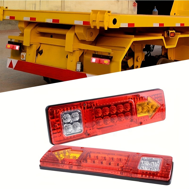 2 X Garde-Boue Tracteur Rouge/Blanc LED Marqueur Feux 12V