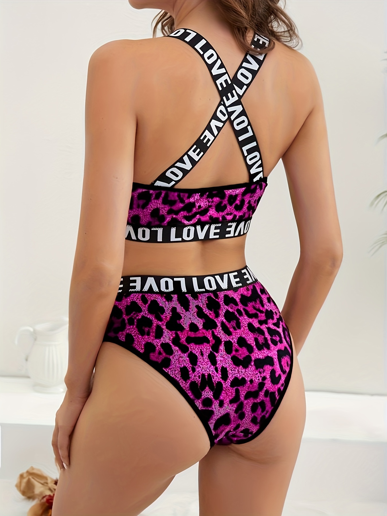 Dadaria Nursing Bras Women Fashion Leopard Print Beautiful Back Lace Bra  Non-marking Bra Hot Pink XXXXXL,Women 