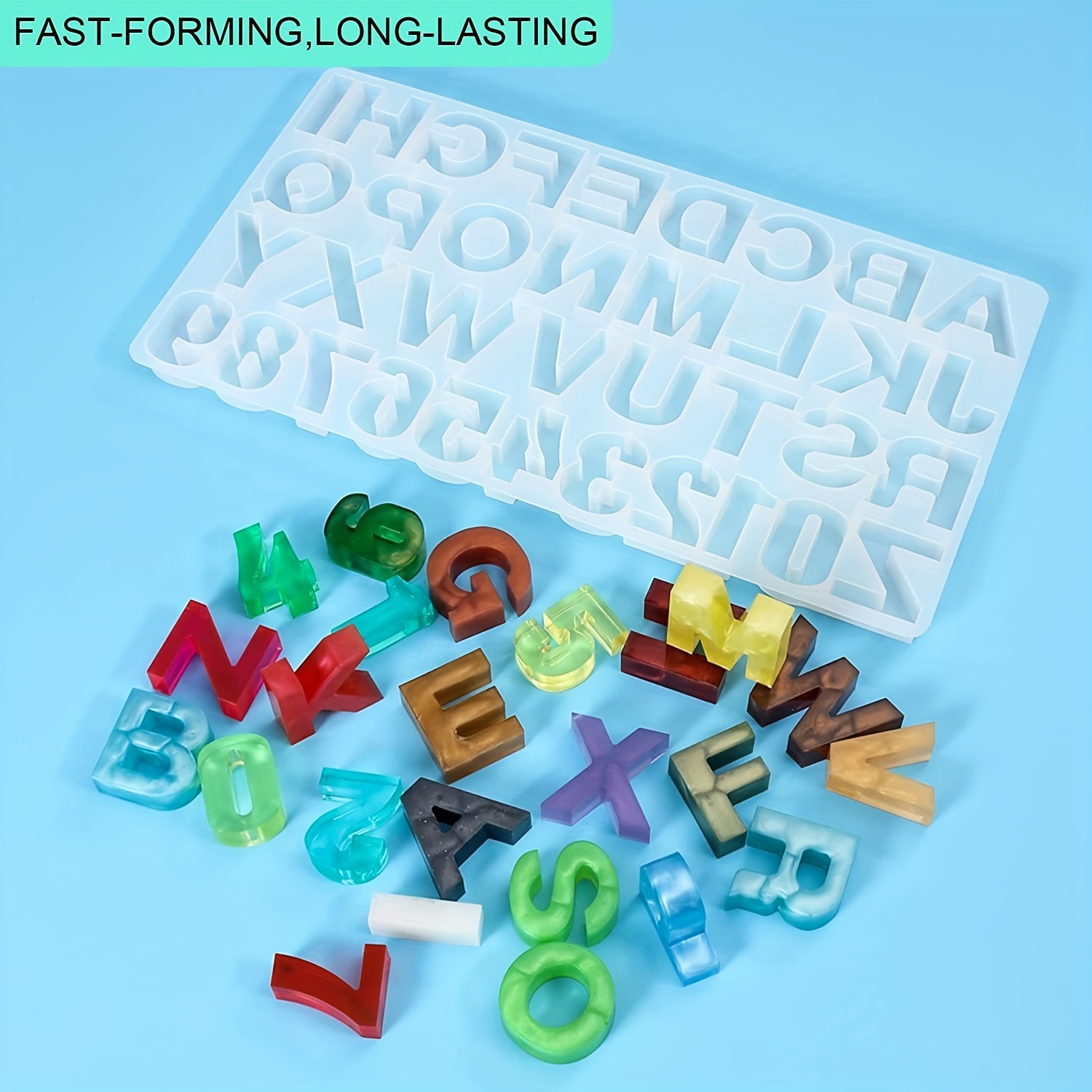 Resin Alphabet Mold-letter & Number Silicone Mold for Epoxy Resin Crafts,  Resin Keychains, Crayons, Soap, Clay 