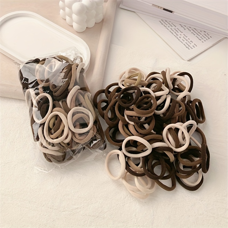 200 Pcs Black Elastic Ponytail Holders Hair Rubber Bands Hair Ties Ropes  Rings