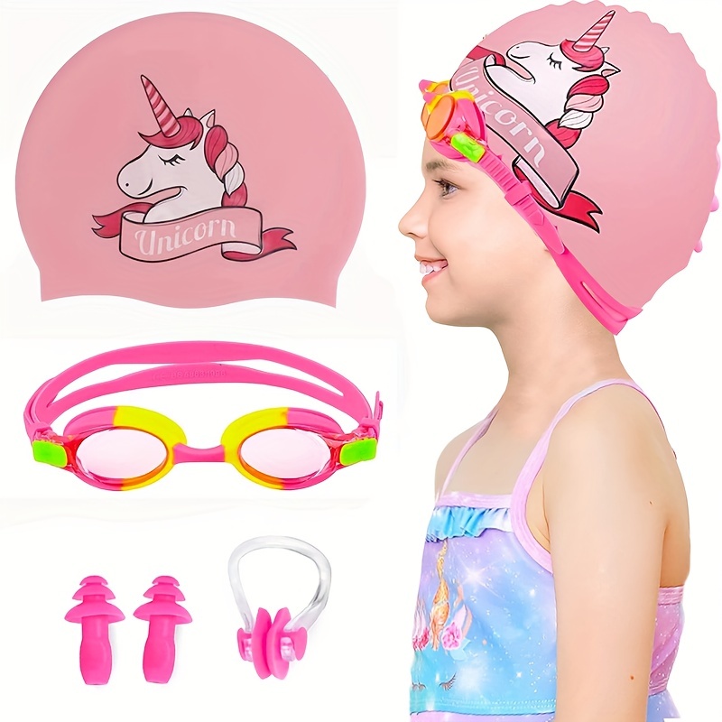  3 gorras de natación para niños y niñas, gorro de natación de  tela para niños y niñas, sombreros de natación para cabello largo para  piscina y playa : Deportes y Actividades