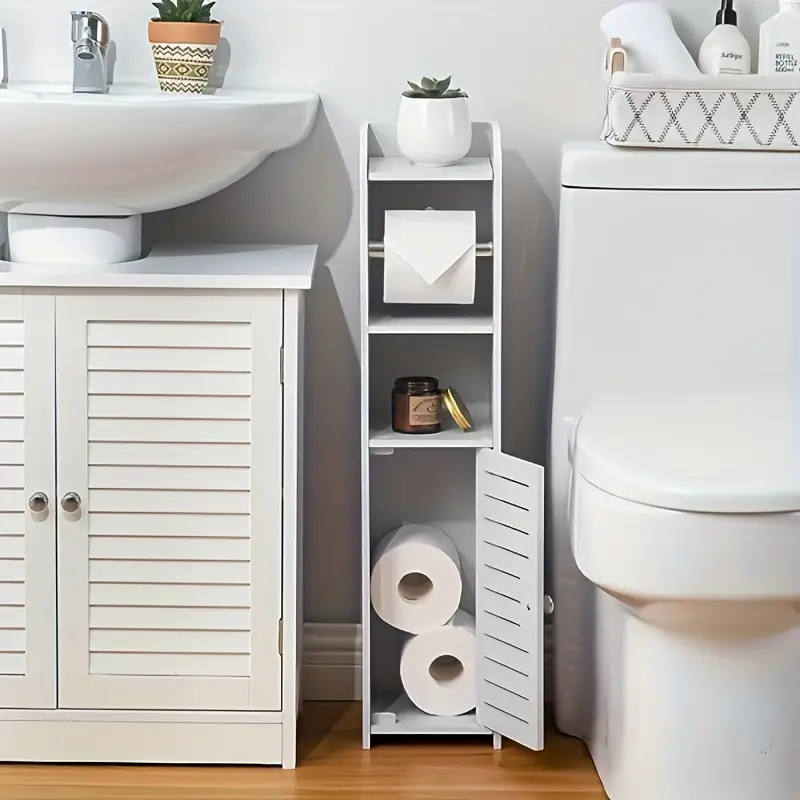 Toilet Paper Holder Stand, Storage Cabinet Beside Toilet For Small
