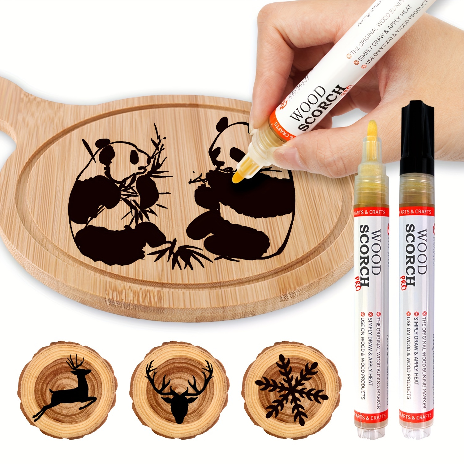 Scorch Pen Markers For Wood,Wood Burning Pen Set with 3PCS Scorch Pen Marker  Equipped with 3PCS Replacement Nib for DIY Wood Painting,Suitable for  Artists and Beginners in DIY Wood Projects 