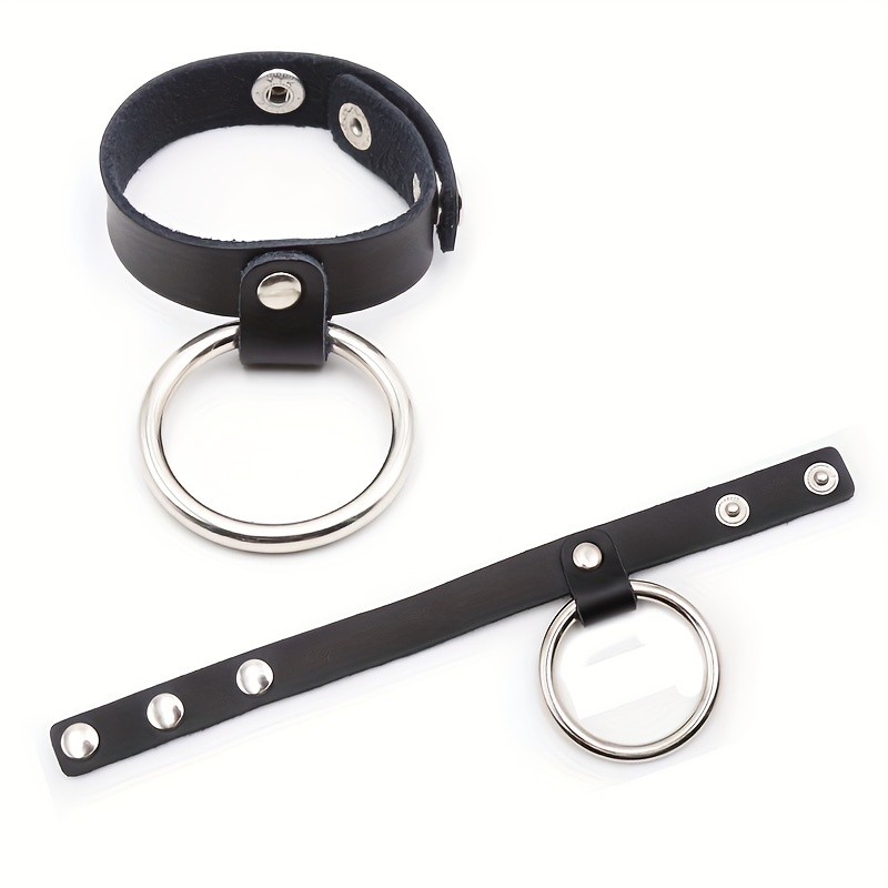 Double Cock Ring with Vegan Leather & Metal for Men