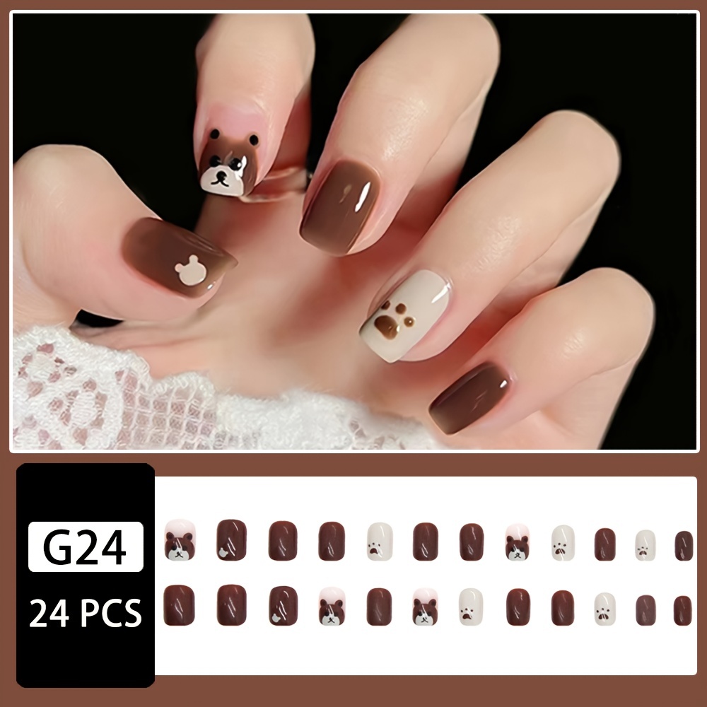 Brown Bear / Bunny Kawaii Charms -   Best acrylic nails, Long square  acrylic nails, Square acrylic nails