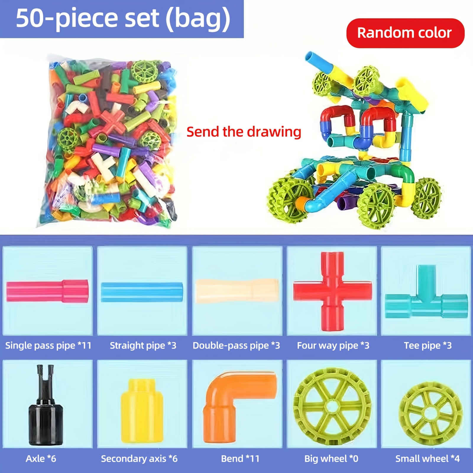 Montessori Water Pipe Building Blocks Toy Kids Construction Educational Gift