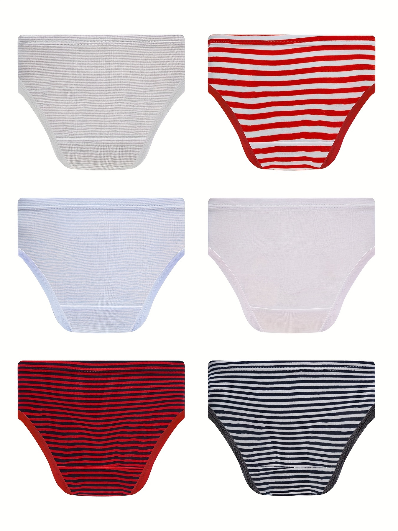 5Pcs/Pack Women Cotton Briefs Panties Triangle Striped Underwear