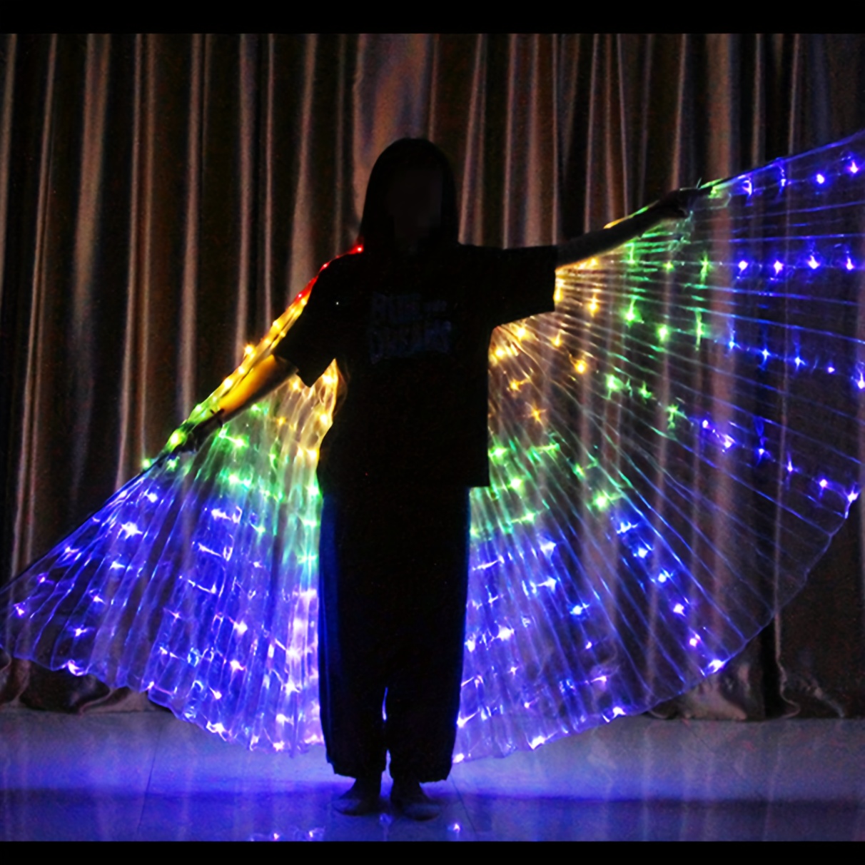 Capa luminosa LED colorida para salón de baile, alas de mariposa  iluminadas, iluminación Led para fiesta de danza del vientre, evento,  accesorios de
