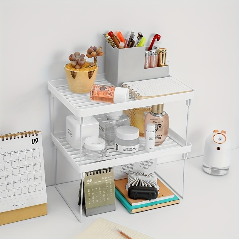 3 Tier Hollow Out Plastic Shelf Foldable Desktop Storage Rack