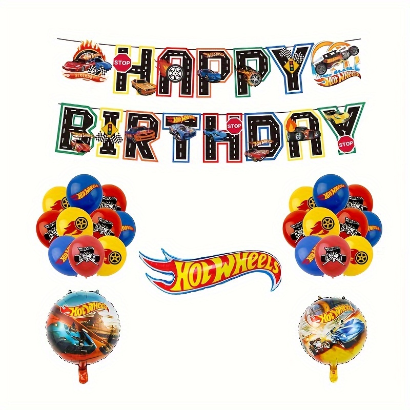 

Birthday Party Decoration Balloons Windmill Wheel Small Car Balloons Hot Wheel Theme Birthday Party Decoration Supplies Racing Flag Banner Set