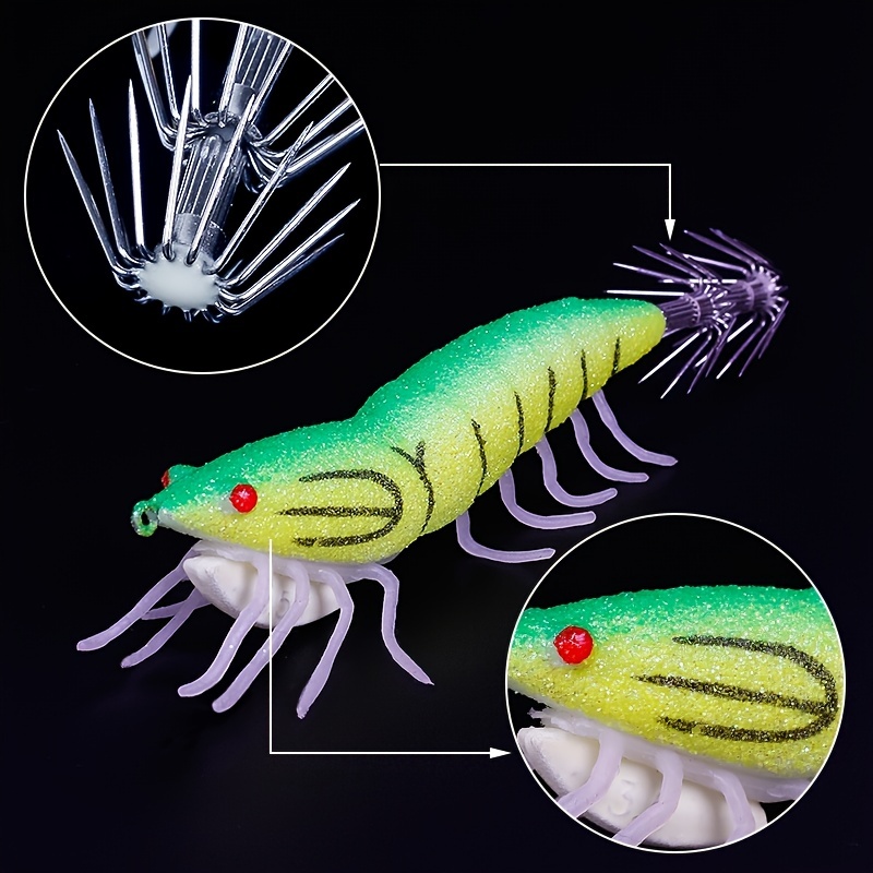Fishing Bait Design Glow-in-the-dark Wooden Shrimp Hook