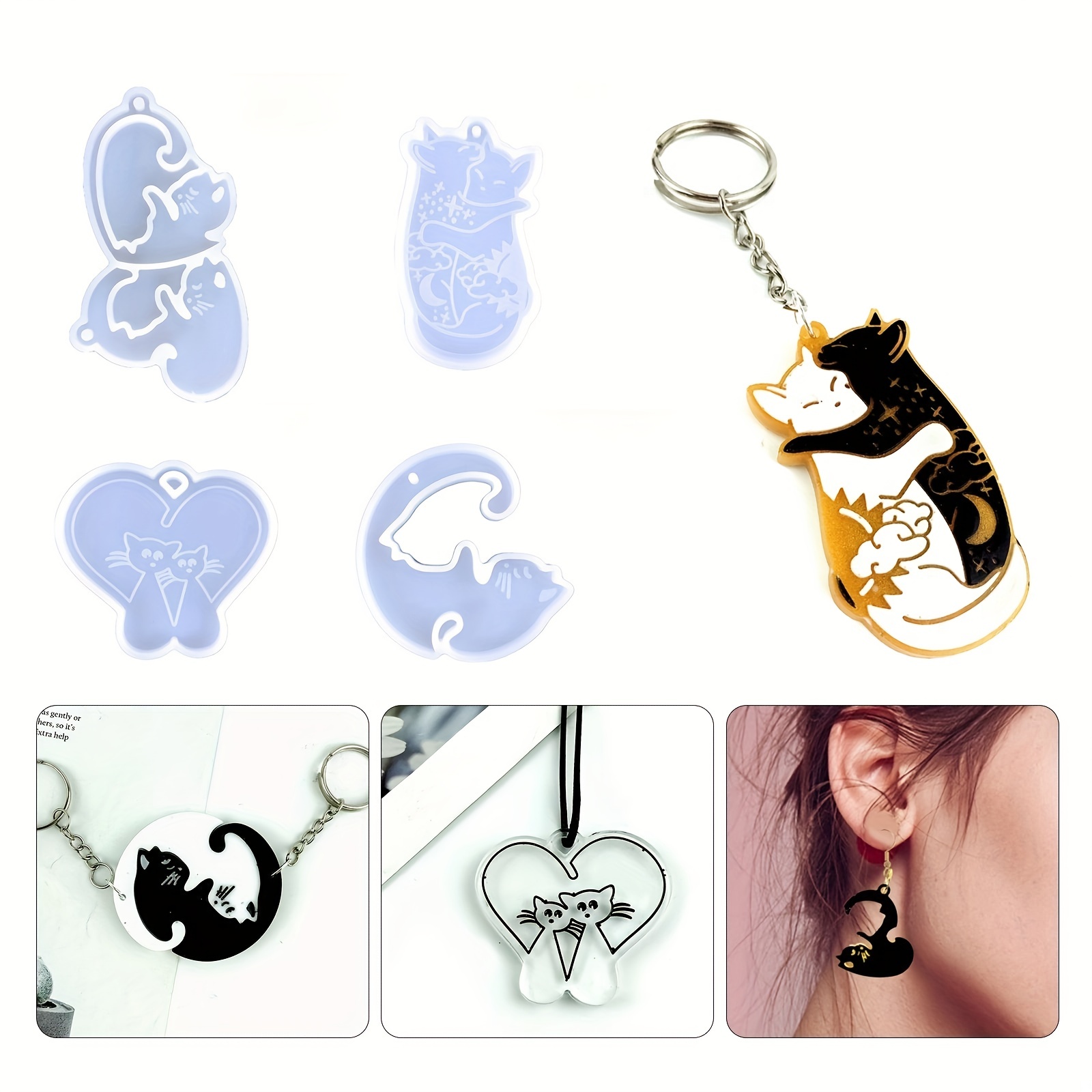 Couple Resin Mold, Heart Resin Molds Silicone Jewelry Keychain