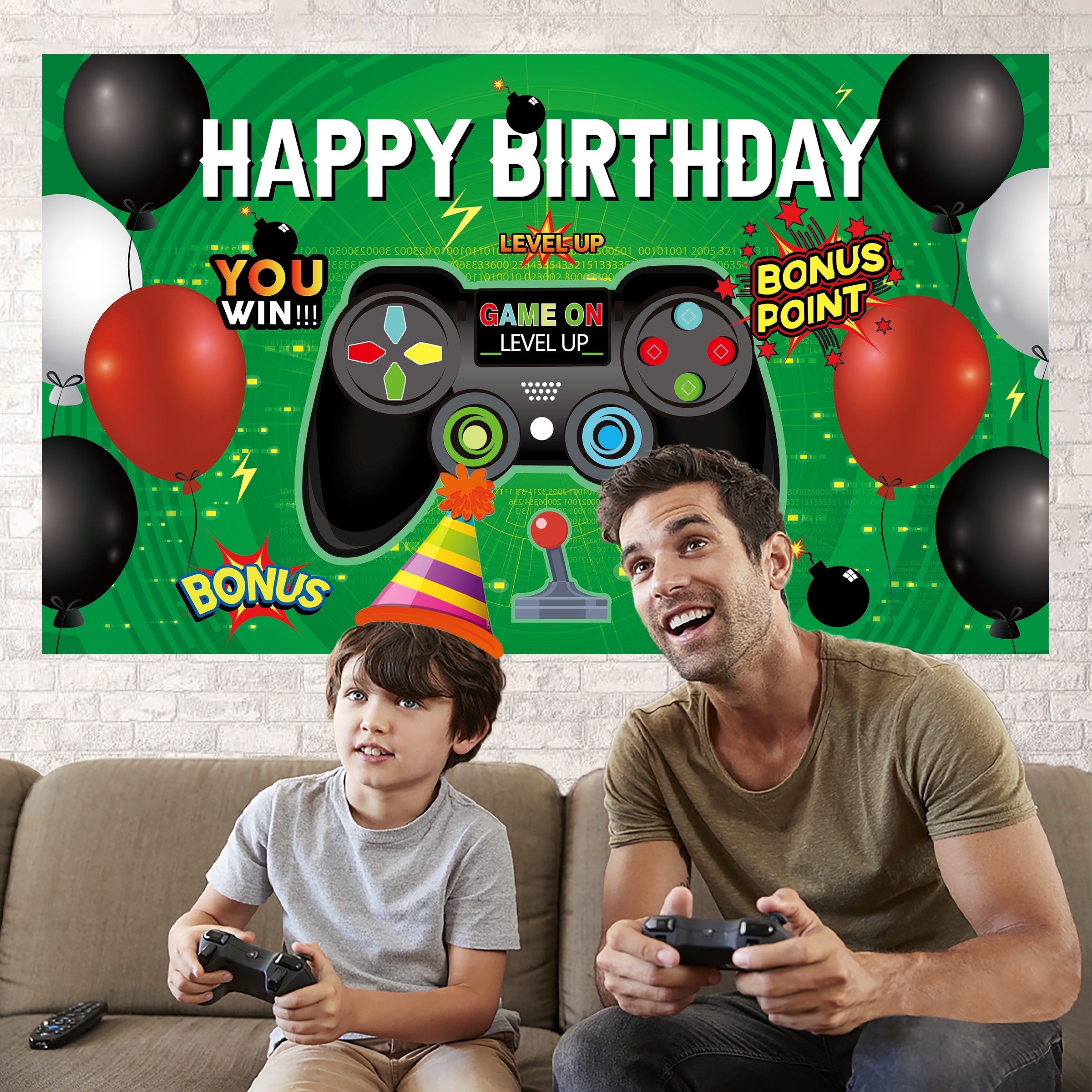 1pc Juego Decoración Fiesta Cumpleaños Gaming Feliz - Temu