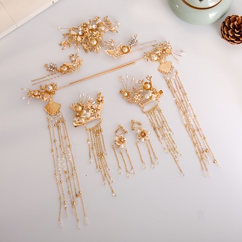 1 Set Classical Style Hair Stick Comb Pin Tassels Hairpin Wedding Bride  Golden Butterflies Hairpin Bridal Barrette Hanfu Accessories | Shop Now For  Limited-time Deals | Temu
