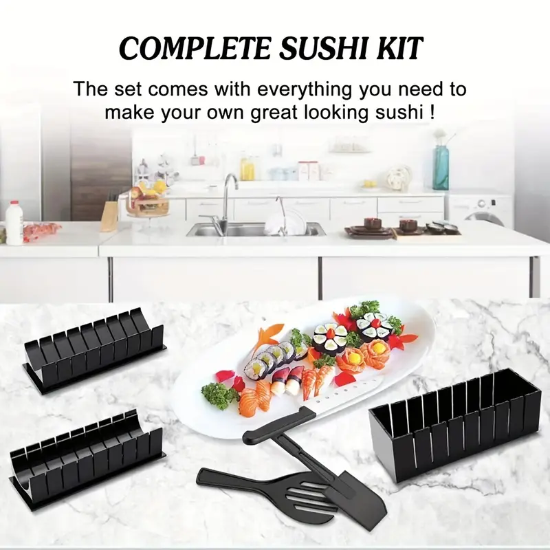 10/11pcs Sushi Making Kit For Beginners, Plastic Sushi Maker Tool Kit,  Sushi Mold Complete With 8 Sushi Rice Roll Mold Shapes And 2 Fork Spatula  DIY H