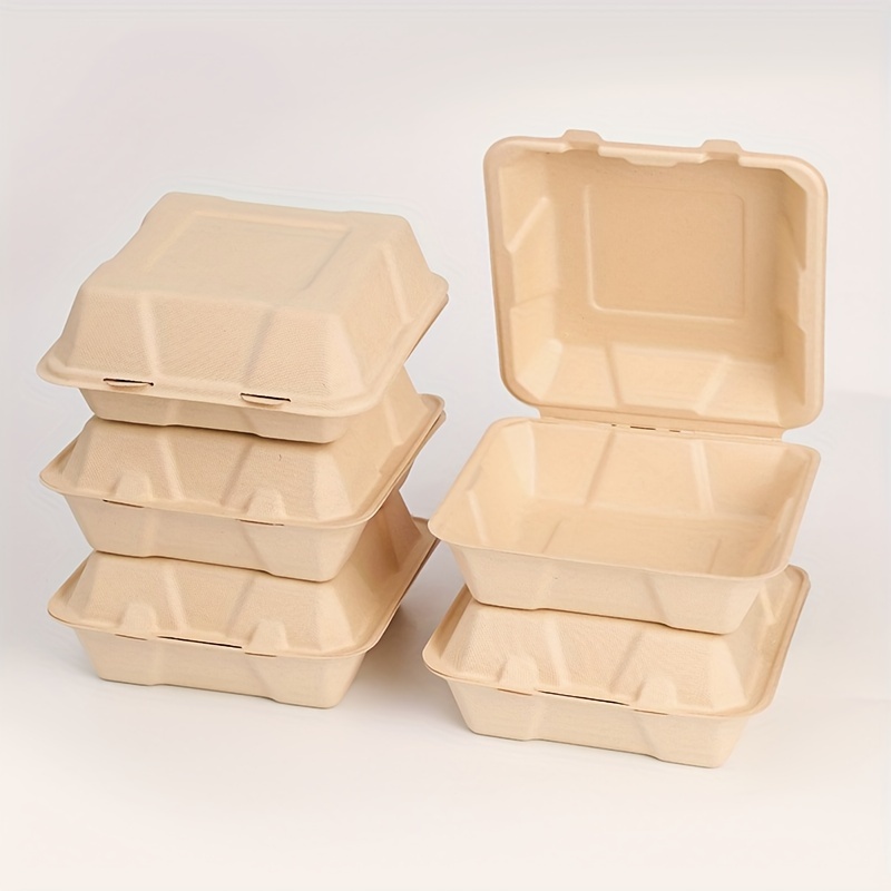 10pcs Degradable Paper Lunch Box Disposable Meal Prep Containers