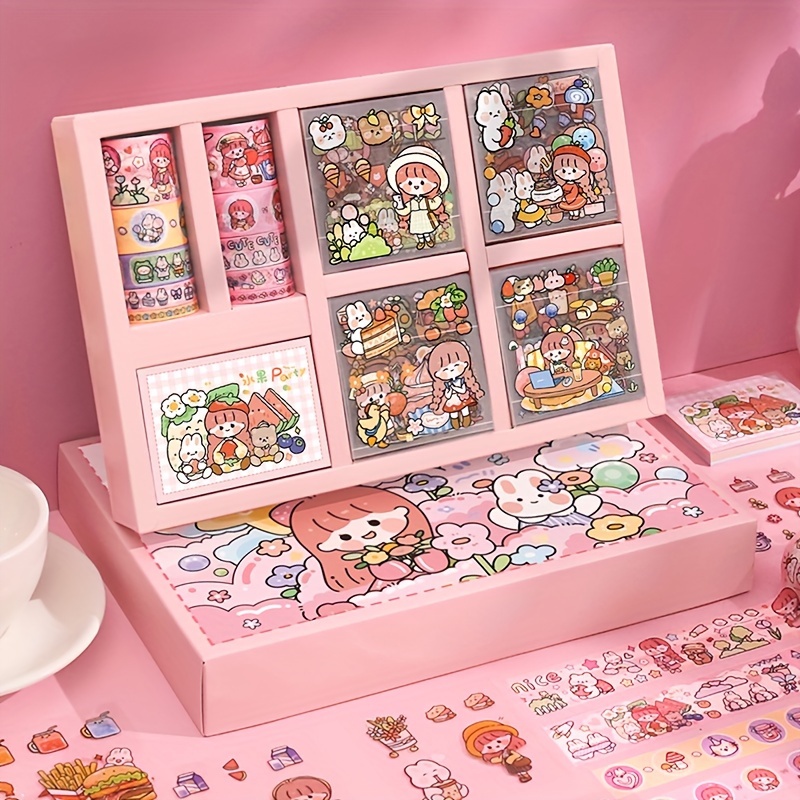 

Cartoon Sticker Gift Box Tape Set Cute Sticker Decoration Material