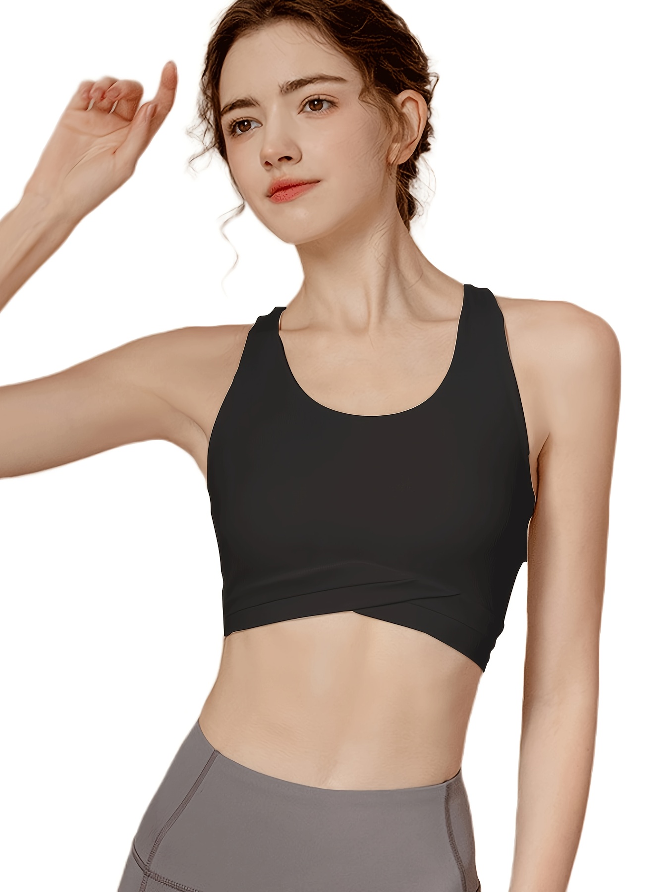 Women Sports Bra Seamless Comfort Bras Padded Ladies Tops Adjustable Strap  Bralettes Vest Style Athletic Wireless Wrap Chest Crop Top For Yoga Fitness
