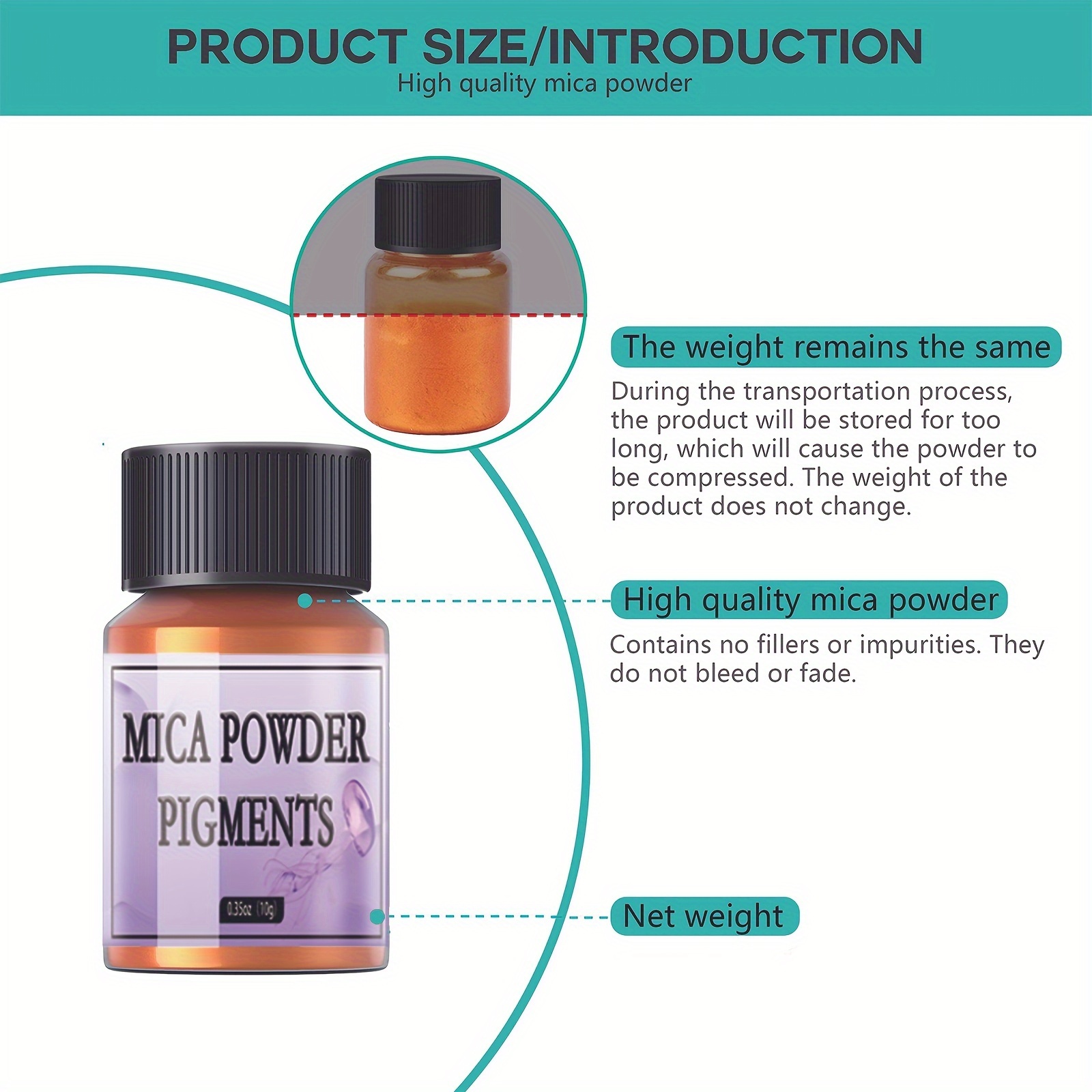 Mica Powder, 0.35 oz (10g) Bottles - Set of 35